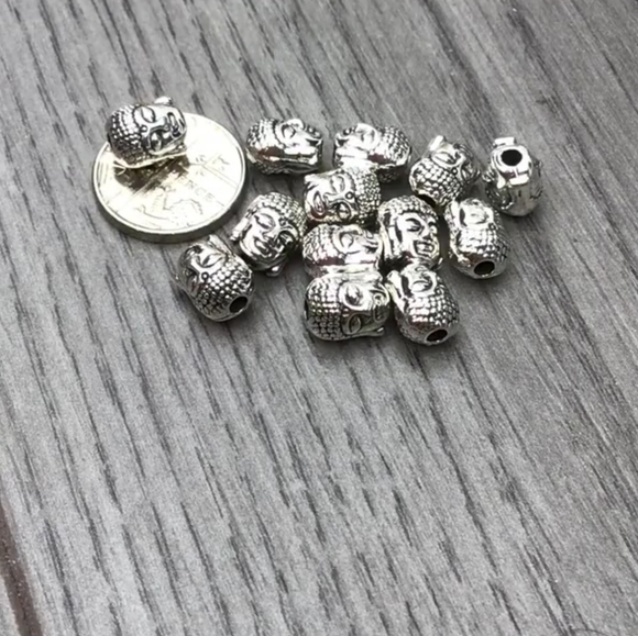 15pc 9x7mm Tibetan Silver Buddha Head Beads Pewters - Picture 3 of 3